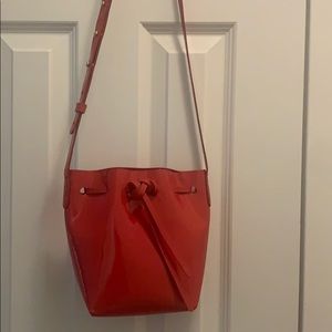 Mansur Gavriel Mini Mini Red Patent Bucket Bag
